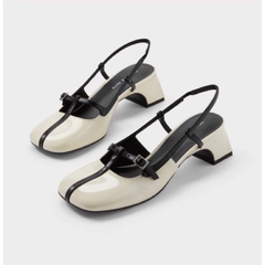 Giày sandal Cnk gót vuông Phối dây Đen mảnh hở gót [FullBox]H278