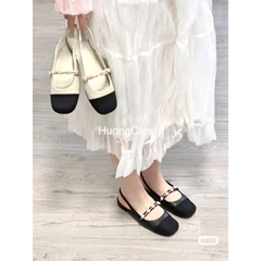 Sandal Cnk hở gót mũi tròn phối dải hoa[ hàng sẵn-lùi 1 sz]H270