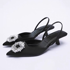 Giày Sandal ZR đen mặt đá pha lê FULLBOXH255