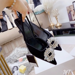 Giày Sandal ZR đen mặt đá pha lê FULLBOXH255