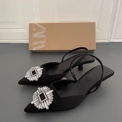 Giày Sandal ZR đen mặt đá pha lê FULLBOXH255