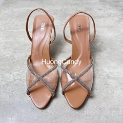 Sandal mica trong phối quai chéo đá trắng FULLBOX[Sẵn-lùi 1sz]H265