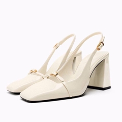 Giày Sandal ZR Phối dây mảnh khoá vuông gót trụ[FULL BOX](chân mảnh lùi sz)(sẵn)H241
