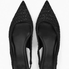 Giày Zara Slingback Đính Hạt Cườm Đen[Fullbox]H253