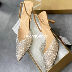 Giày ZR hạt Ngọc tròn nhũ bạc 8cm (FullBox)H257