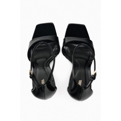 Giày sandal quai ngang da bóng gót xuồng khoét congH250
