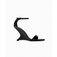 Giày sandal quai ngang da bóng gót xuồng khoét congH250