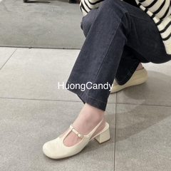 Giày búp bê CNK mũi tròn đế vuông 5p xuất dư FULLBOX(sẵn)H233