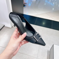 Giày Sandal hở gót mõm nhọn phối khoá cài bản to FullBoxH230