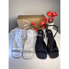 Sandal ZR đính nơ nhỏ đen/trắng FULLBOX (sẵn hàng)H222