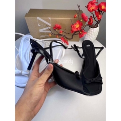 Sandal ZR đính nơ nhỏ đen/trắng FULLBOX (sẵn hàng)H222