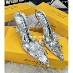 Giày sandal GYY Gót Loe đính đá Gém 7cm quai hậu FullboxH187