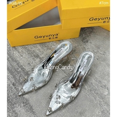 Giày sandal GYY Gót Loe đính đá Gém 7cm quai hậu FullboxH187