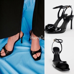 Sandal ZR Da Bóng đen 9cm Fullbox(hàng sẵn)H179