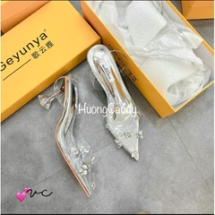 Giày sandal GYY Gót Loe đính đá Gém 7cm quai hậu FullboxH187
