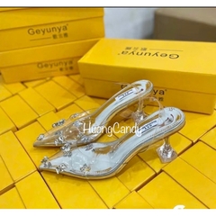 Giày sandal GYY Gót Loe đính đá Gém 7cm quai hậu FullboxH187