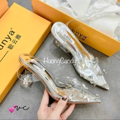Giày sandal GYY Gót Loe đính đá Gém 7cm quai hậu FullboxH187