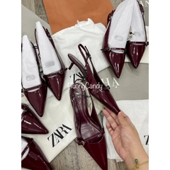 Guốc ZR 3p Đỏ Rượu ( Hàng Sẵn-chân mảnh lùi 1 sz)H150
