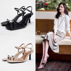 (CHUẨN SZ- SẴN) Sandal cao gót Z.R đính miếng trang trí sliver Fullbox H414