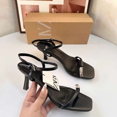 (CHUẨN SZ- SẴN) Sandal cao gót Z.R đính miếng trang trí sliver Fullbox H414