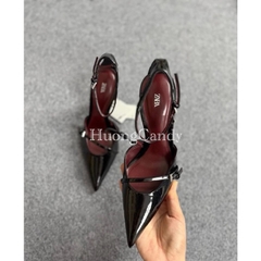 (lùi 1sz-sẵn)Giày ZR cao gót dây đen khoá  FULLBOXH19