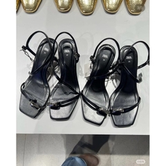 (CHUẨN SZ- SẴN) Sandal cao gót Z.R đính miếng trang trí sliver Fullbox H414