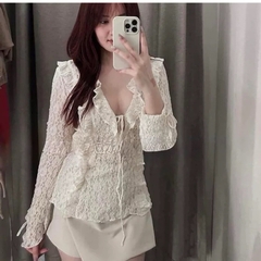 Áo Thun Z ren cổ bèo tiểu thư xuất dư(sẵn)H34