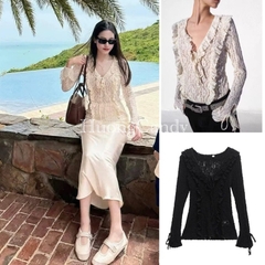 Áo Thun Z ren cổ bèo tiểu thư xuất dư(sẵn)H34