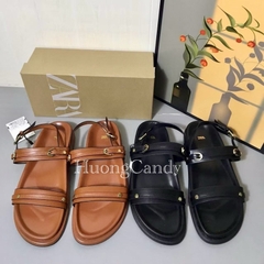 Sandal Z new 2 quai ngang đen nâu FULLBOXH39