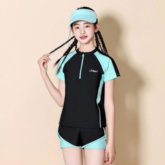 Bộ bơi xanh phối đen bé gái lớn YLike(sẵn) H413