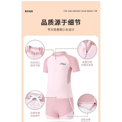 Bộ bơi xanh phối đen bé gái lớn YLike(sẵn) H413