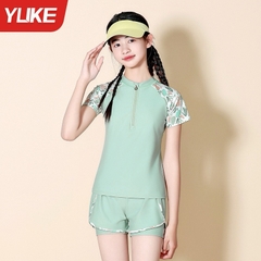 Bộ Bơi Ylike màu dịu tím/xanh bé gái size đại (Sẵn) H400