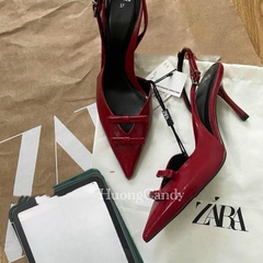 Giày ZR đỏ mũi nhọn hai nơ Fullbox( hàng sẵn)H174