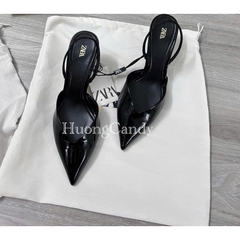 Giày ZR đen trơn hở gót FULLBOX(hàng sẵn)H123