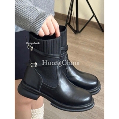 Bốt da PU NÂU ĐEN BO CHUNH136