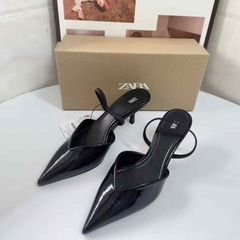 Giày ZR đen trơn hở gót FULLBOX(hàng sẵn)H123