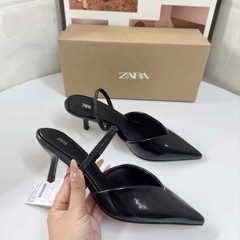 Giày ZR đen trơn hở gót FULLBOX(hàng sẵn)H123
