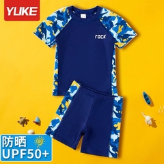 Bộ Bơi bé trai YLike size đại tay rằn ri vàngH91