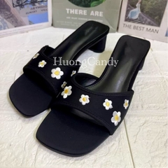 Guốc Z đen thêu hoa cúc vàng FULLBOX(sẵn)H430/3W096/T2.5A