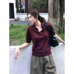 Len Z cộc tay đỏ Burgundy hot hit xuất chuẩn H532  hàng đẹp[ Sẵn]