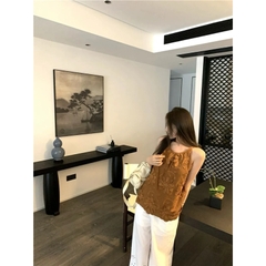 Áo WGWE sát nách hoa nổi nâu/ trắng #W8773# H545/ giá A1