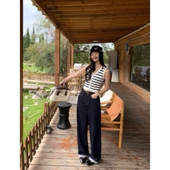 Quần jeans WGWE dài xanh ống rộng cơ bản #W7901# H556