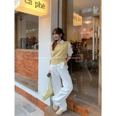 Quần Jean Wgwe Ống Suông Trắng Trơn #W6676# H538