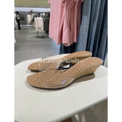 Dép Z quai trong suốt đế xuồng da lộn cao 5cm[850] [TL]/H602/
