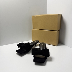 Guốc Z nhung đen Phối nơ Nhung FULLBOX/H588/