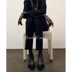 (chân mảnh lùi 1sz) GIÀY CAO GÓT Zet  VẢI PHỐI NƠ-H465/3W055-12/T2.2B