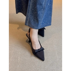 (chân mảnh lùi 1sz) GIÀY CAO GÓT Zet  VẢI PHỐI NƠ-H465/3W055-12/T2.2B