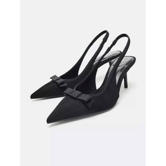 (chân mảnh lùi 1sz) GIÀY CAO GÓT Zet  VẢI PHỐI NƠ-H465/3W055-12/T2.2B