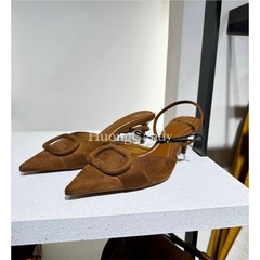 (lùi 1sz) Sandal Zet viền vuông Da lộn mũi nhọn FULLBOXii(sẵn)-H472/3W079-2/T1.2
