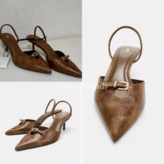 Guốc Za Khoá cài trước da Nâu FULLBOX(sẵn)-H471/3W055-9/T2.1A